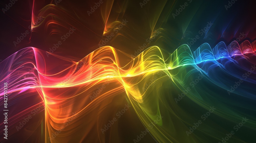 Poster create an image of atomic absorption and emission spectra, showcasing how atoms interact with light 