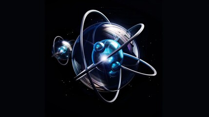 Design a picture of a helium atom with two protons, two neutrons, and two electrons, illustrating the stability of noble gases.