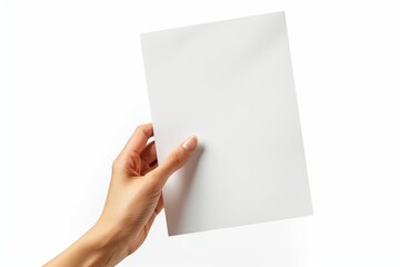 Obraz premium Blank paper mockup on hand created with generative AI