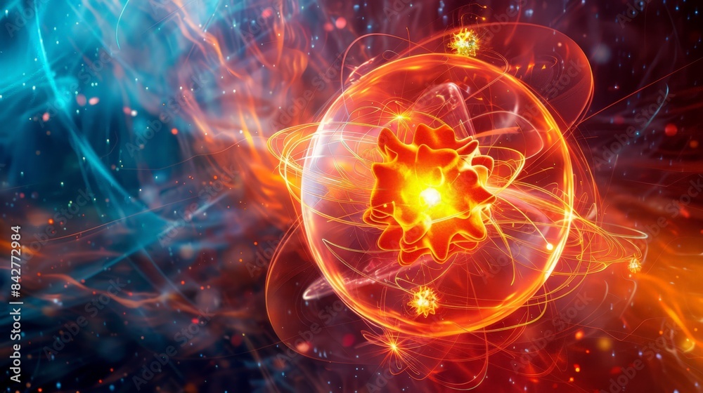 Canvas Prints Design a picture of an electron being scattered by an atomic nucleus, explaining the concept of Rutherford scattering and nuclear structure.