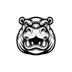 Mascot of hippopotamus head vector illustration black color