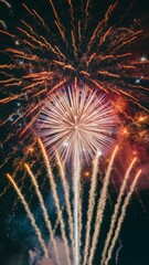 A large fireworks display in the sky with many different colors, AI