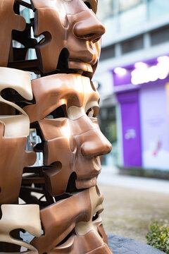 Gold persona, public art by Yi Chul Hee in Seoul, South Korea March 12 2024 