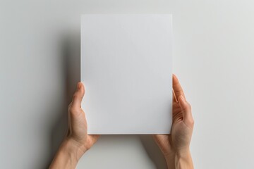 Blank paper mockup on hand created with generative AI