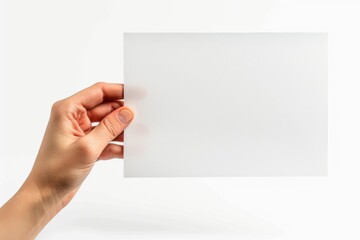 Fototapeta premium Blank paper mockup on hand created with generative AI