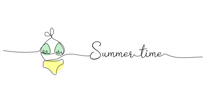 swimsuit hand drawn. linart continuous line drawing. Single line drawing for summer design. Summertime