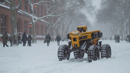 Snowfall delivery  autonomous robot braving snow to deliver orders in challenging winter conditions