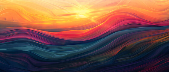 Vibrant digital art depicting waves of colors representing creativity, flow, and dynamic movement in an abstract form