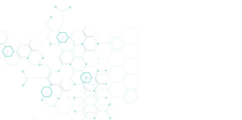 White vector background hexagon shape concept, Science, technology and medical concept.