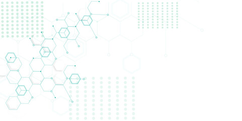 Abstract white and blue hexagon background. Medical white wallpaper. Science, technology and medical concept.