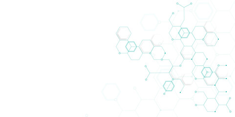Abstract white and blue hexagon background. Medical white wallpaper. Science, technology and medical concept.
