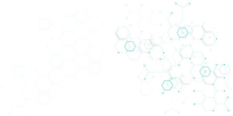 White vector background hexagon shape concept, Science, technology and medical concept.