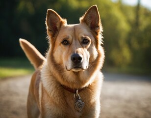 A curious pug sniffing around a garden filled with blooming roses