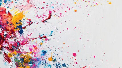 Fototapeta premium abstract art background with colorful textured paint splatters on white artistic design template