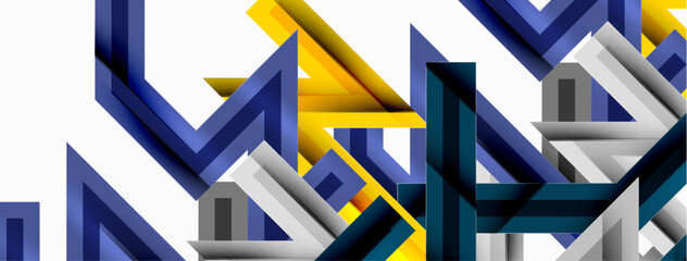 Line zig zag dynamic geometric abstract background. Colorful lines with shadow and light effects, various routes concept. Vector Illustration For Wallpaper, Banner, Background, Card