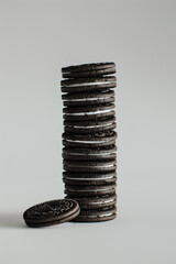 Oreo cookie stack isolated on white background