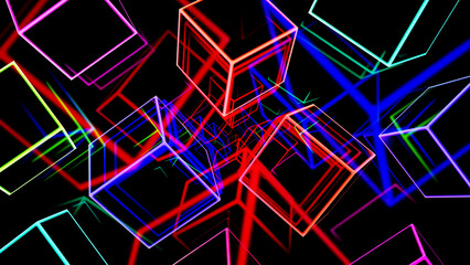 Colorful Cube and Circle Abstract