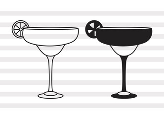 Margarita Glass SVG, Glass Silhouette, Margarita Glass With Lime Svg, Glass Bundle, P0054