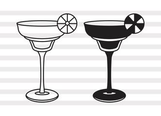 Margarita Glass SVG, Glass Silhouette, Margarita Glass With Lime Svg, Glass Bundle, P0054