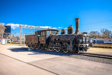 Zagreb railway station steam locomotive view