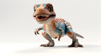 Fototapeta premium Friendly 3D Dinosaur Character with Colorful Design on White Background