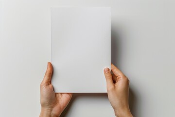 Blank paper mockup on hand created with generative AI
