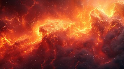 Fototapeta premium Vivid orange and red nebula-like pattern
