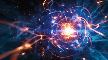 Obraz premium Illustrate the behavior of electrons in a metallic conductor, demonstrating the concept of free electrons and their role in electrical conductivity.