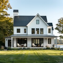 A cozy lakeside home showcasing modern farmhouse style.