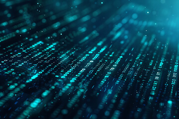 Background filled with cascading binary code, creating a digital and futuristic atmosphere, ideal for technology and programming themes