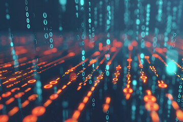 Obraz premium Background filled with cascading binary code, creating a digital and futuristic atmosphere, ideal for technology and programming themes