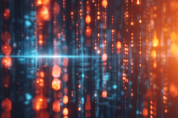 Obraz premium Background filled with cascading binary code, creating a digital and futuristic atmosphere, ideal for technology and programming themes