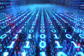 Obraz premium Background filled with cascading binary code, creating a digital and futuristic atmosphere, ideal for technology and programming themes