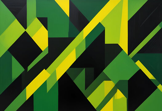 Abstract background with triangles. Seamless abstrsct background with green, yellow and black stripes