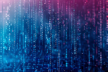 Background filled with cascading binary code, creating a digital and futuristic atmosphere, ideal for technology and programming themes