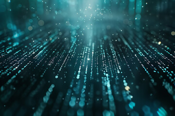 Background filled with cascading binary code, creating a digital and futuristic atmosphere, ideal for technology and programming themes