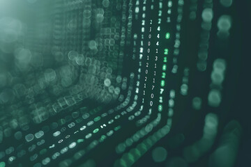 Background filled with cascading binary code, creating a digital and futuristic atmosphere, ideal for technology and programming themes