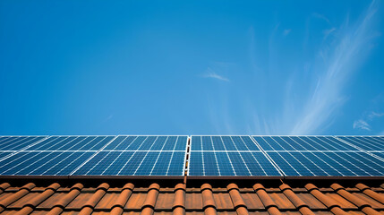 solar panesl or photovoltaic plant on the roof of a house