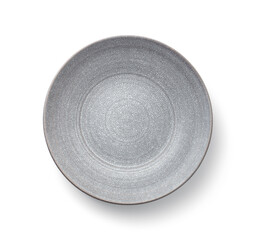 Empty handmade grey ceramic plate
