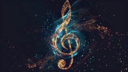 creative treble clef sign artistic musical symbol generative ai illustration abstract design