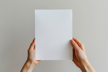 Blank paper mockup on hand created with generative AI