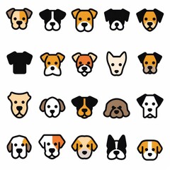 Cute Dogs Set, Pet Animal Symbols, Hand Drawn Puppy Icons Silhouettes, Funny Dog Character
