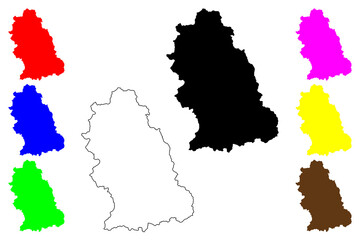 Hunedoara County (Administrative divisions of Romania, Vest development region) map vector illustration, scribble sketch Hunedoara map..