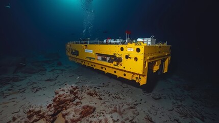 Deep sea exploration drone capturing rare marine life and geological features in high definition