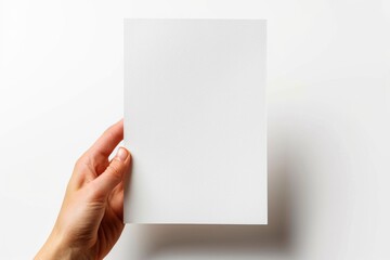 Blank paper mockup on hand created with generative AI