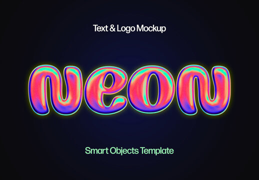 Glowing Neon Chrome Text Effect Mockup