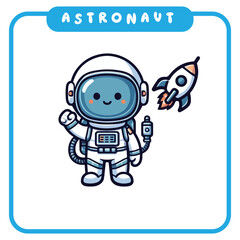 Cute astronaut, coloring book