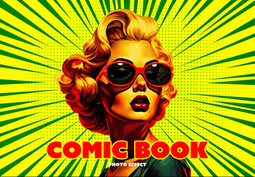 Pop Art Comic Photo Effect Mockup