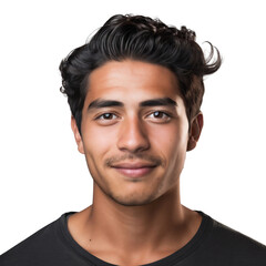 Obraz premium Smiling of a young man. Happy confident guy posing for headshot face front close up portrait, isolated on transparent background