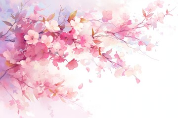 Watercolor Painting of Delicate Pink Blossoms